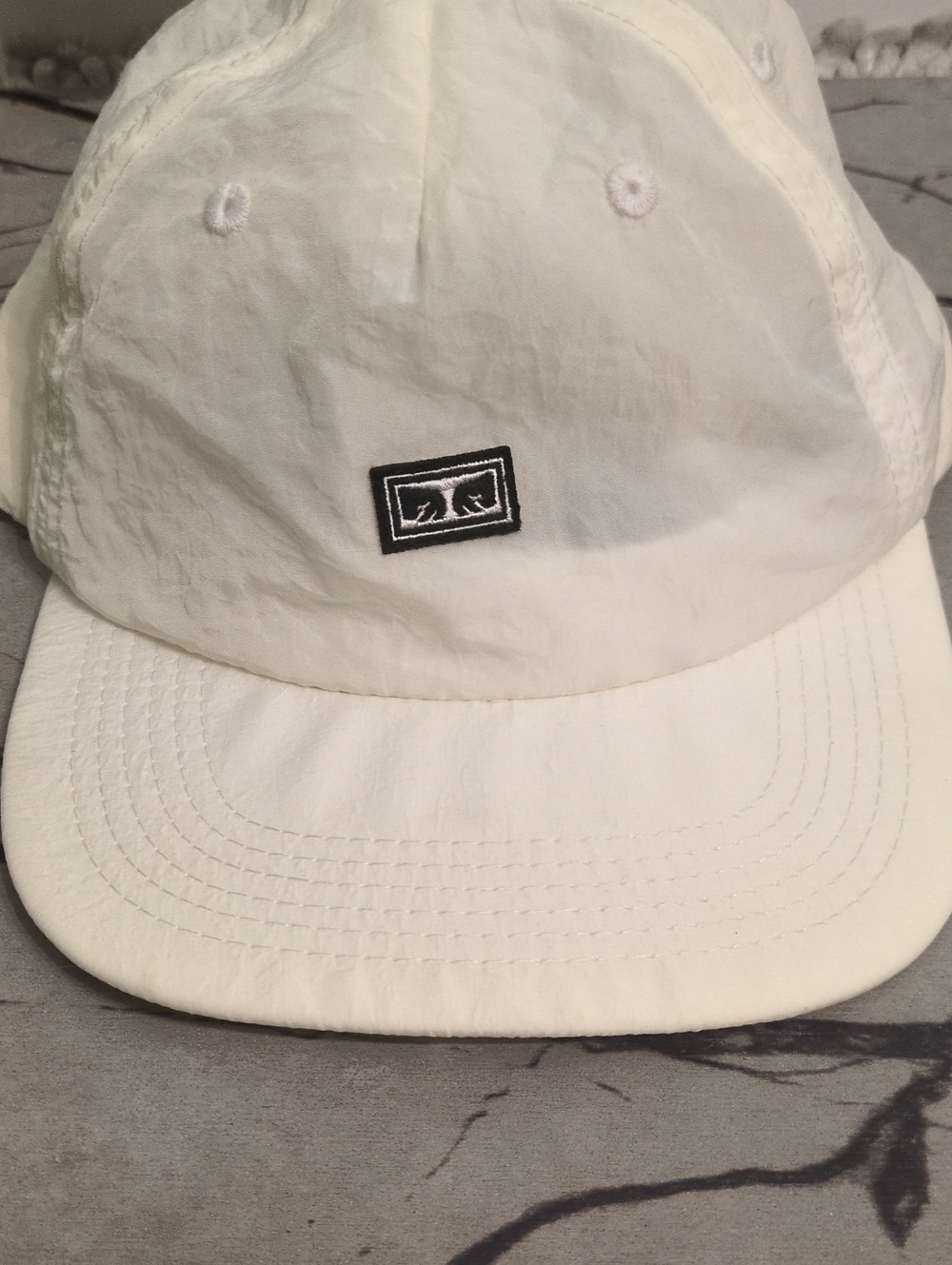 Obey White Baseball Cap with Small Black Logo